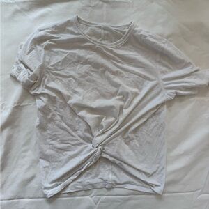 Lululemon Crescent Tee White Twist Knot Front approximately Size 4